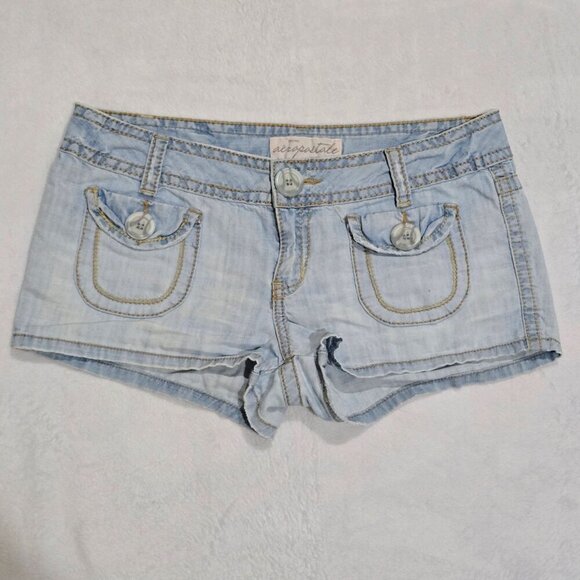 Aeropostale ✦ Mid-Rise Jean Cutoffs ✦ Light Blue Cotton Shorts 9/10 EUC - Picture 2 of 7